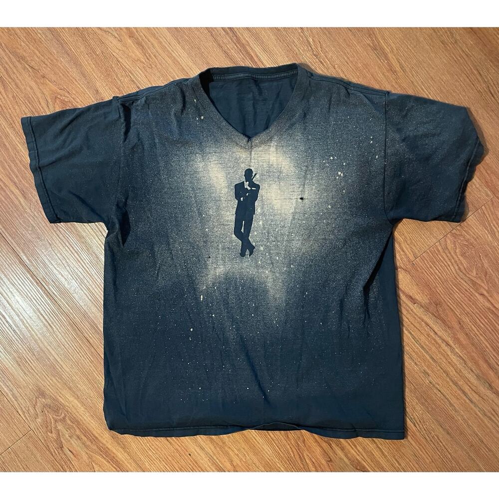 Men’s Black Graphic Tee L – Faded Abstract Silhouette – Streetwear Utility